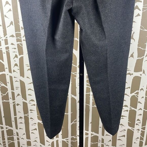Tory Burch Wool Flannel Pleated Cropped Tapered Dress Pants Charcoal Gray XL - Picture 9 of 9